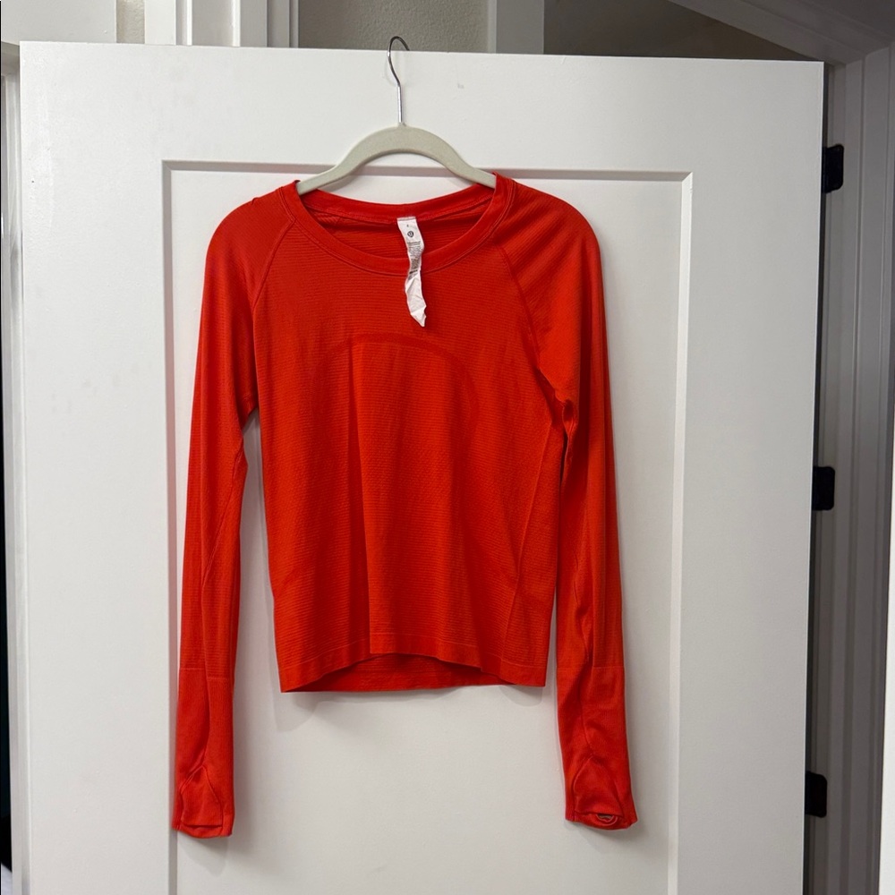 lululemon Women's Long-Sleeve Crew in Bright Orange-Red